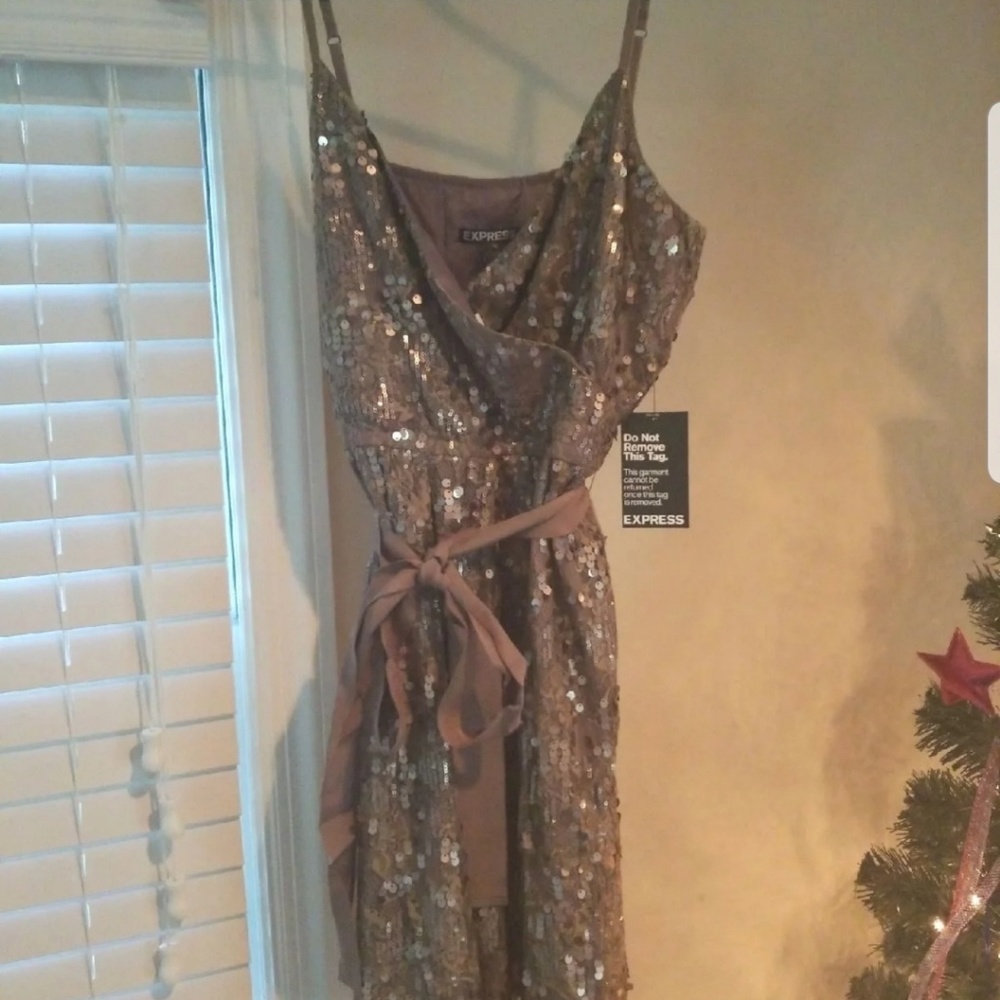 Express gold sequin cocktail dress